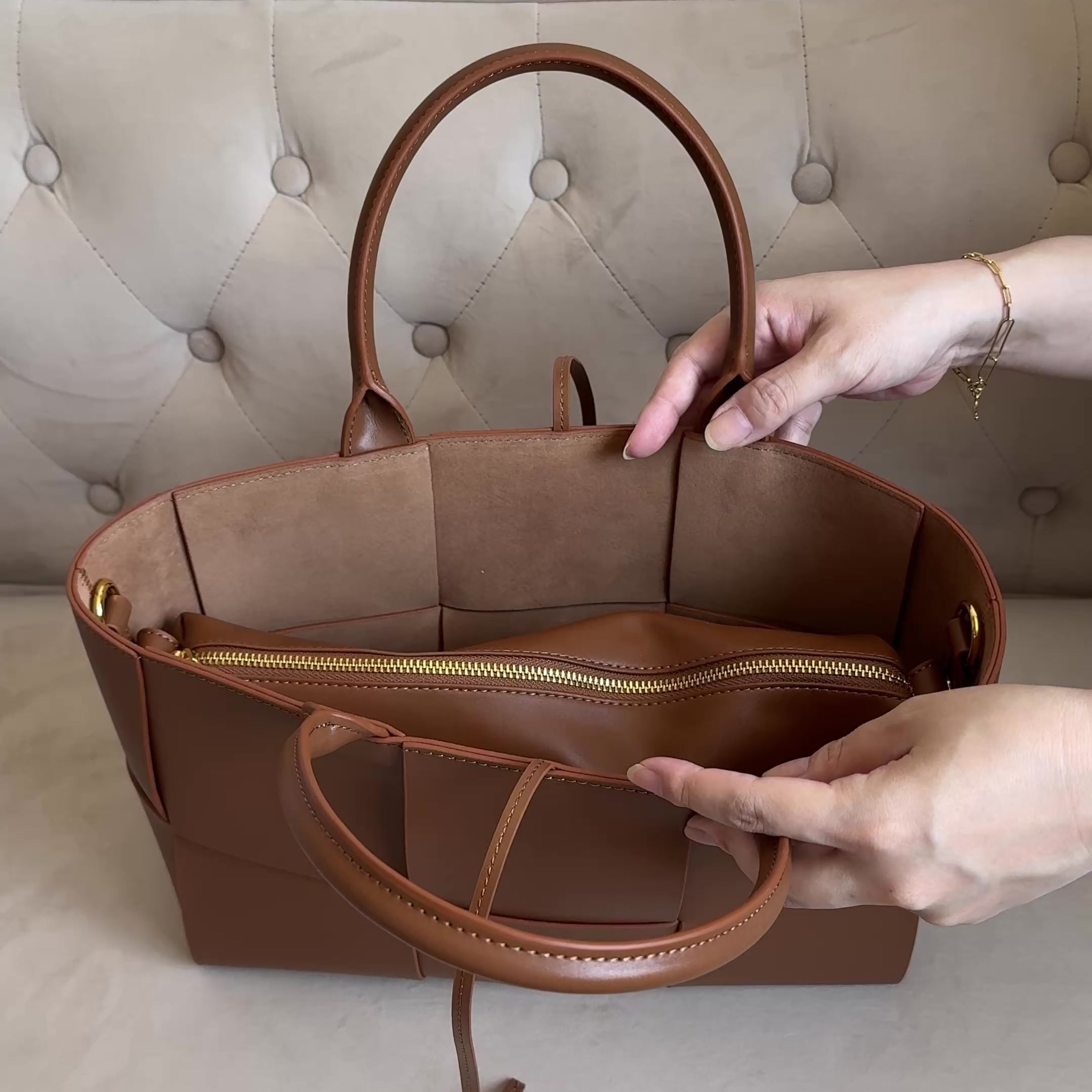 本革 編み込みバッグ Lサイズ レディース｜A4対応 斜めがけ 2WAY 7色展開