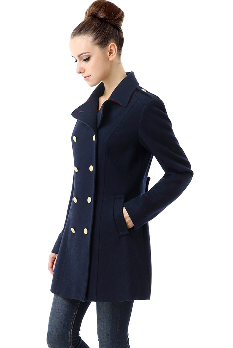 BGSD Women Victoria Wool Fitted Military Melton Coat – Luxury Lane