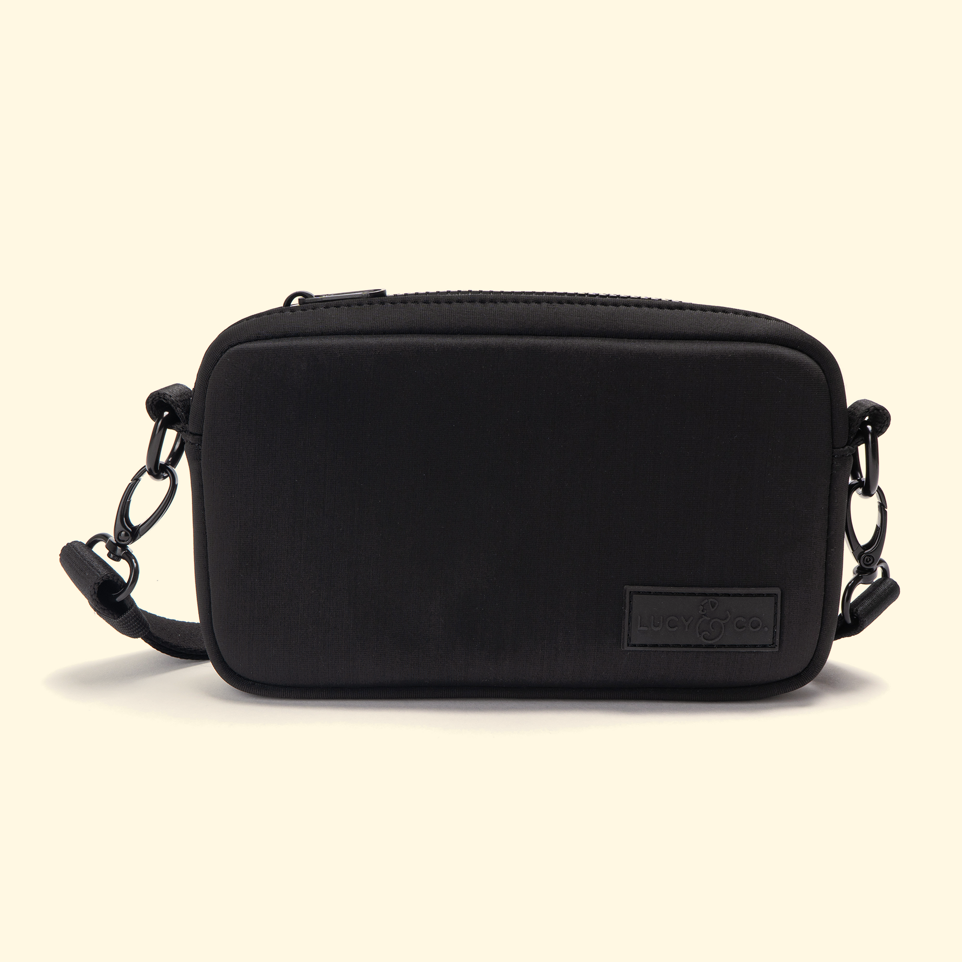 Black Crossbody Dog Treat Bag & Poop Bag Dispenser | Lucy & Co.