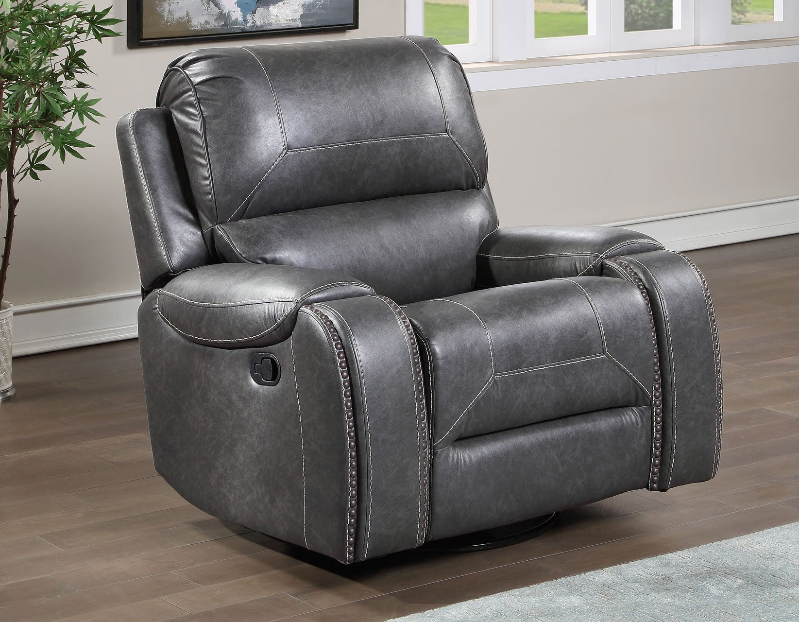 Keily Gray Manual Swivel Glider Recliner – Luna Furniture