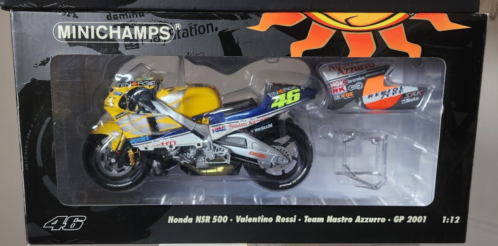 1:12 Scale. Valentino Rossi. Honda NSR 500. Team Nastro Azzurro