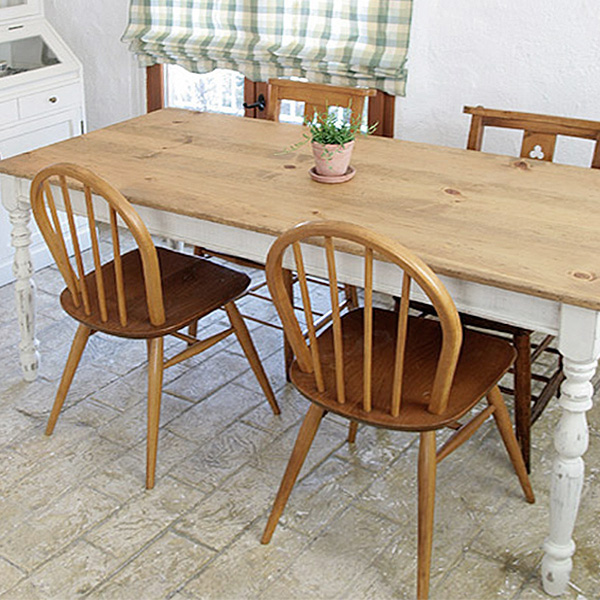 ワイド 118cmパイン 無垢材 ダイニングテーブル ナチュラル ワイド