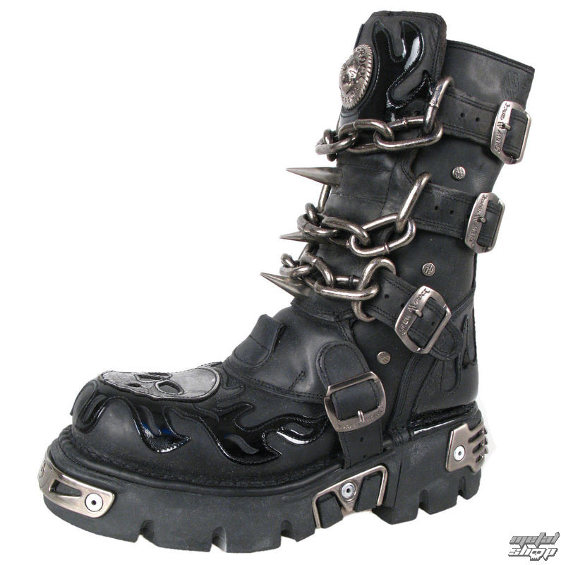 Shoes New rock - Chain Boots (727-S1) Black - Metalshop.us