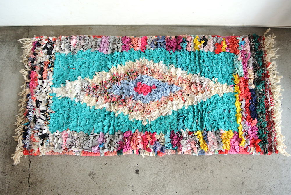 モロッコラグ｜ボシャルウィット・ミントグリーン×ピンク（約98×50cm