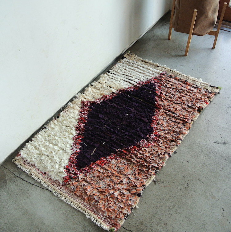 モロッコラグ｜ボシャルウィット・紫×ピンク（約92×57cm） 玄関マット
