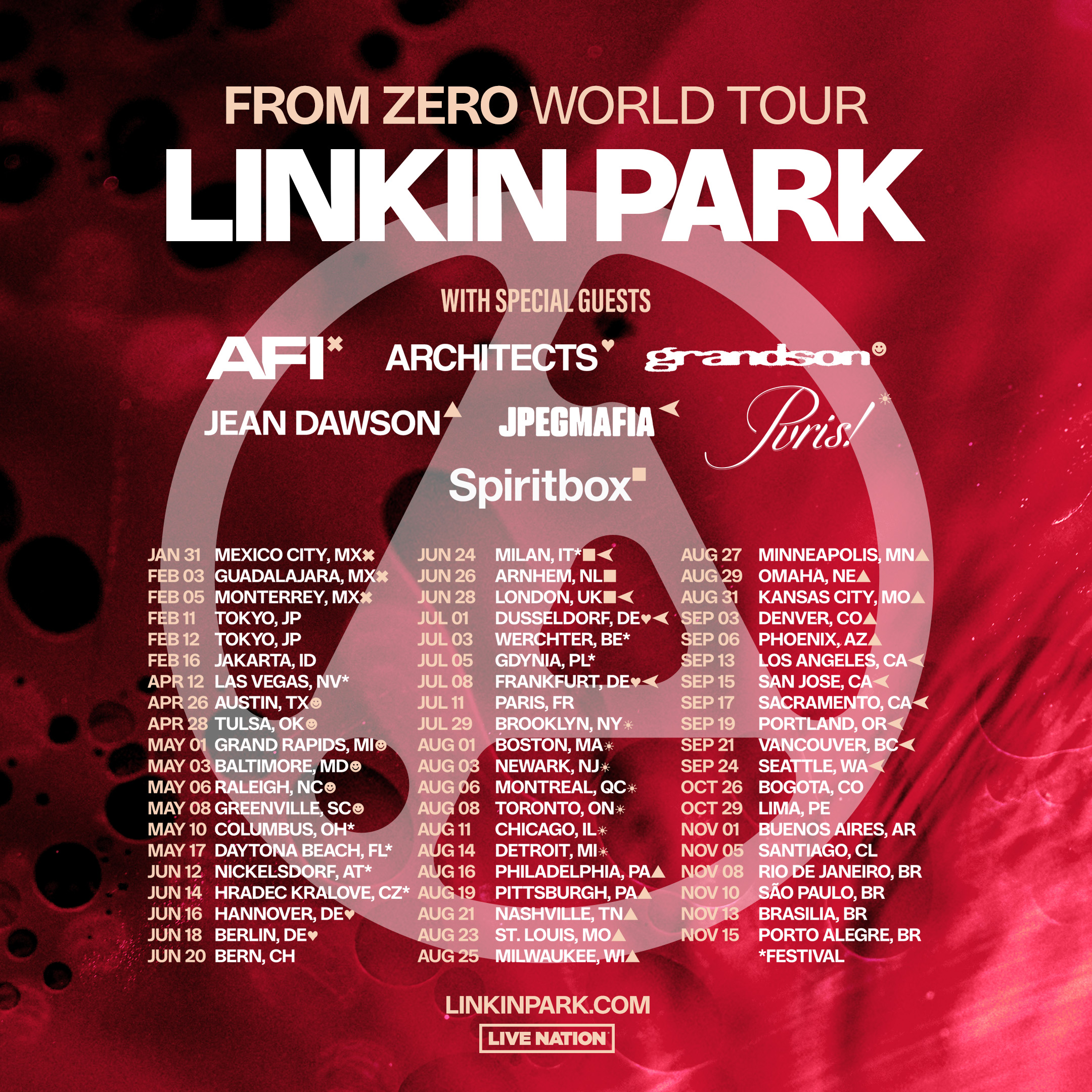 Linkin Park announces From Zero World Tour, spanning 50+ dates