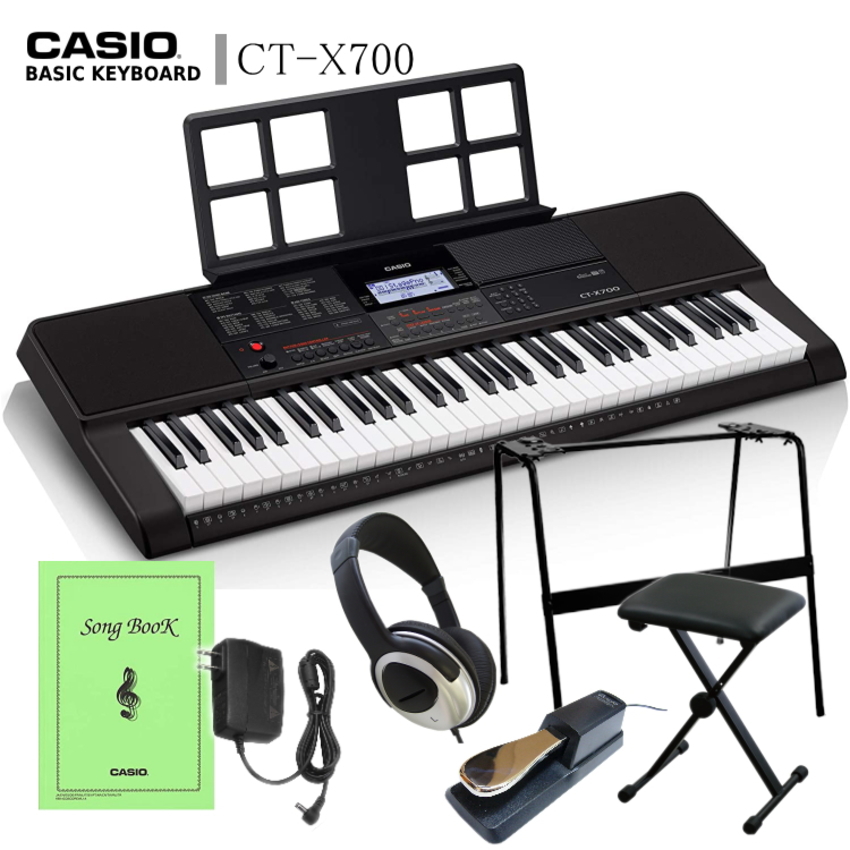カシオ ベーシックキーボード CT-X700「純正スタンド、椅子、ペダル