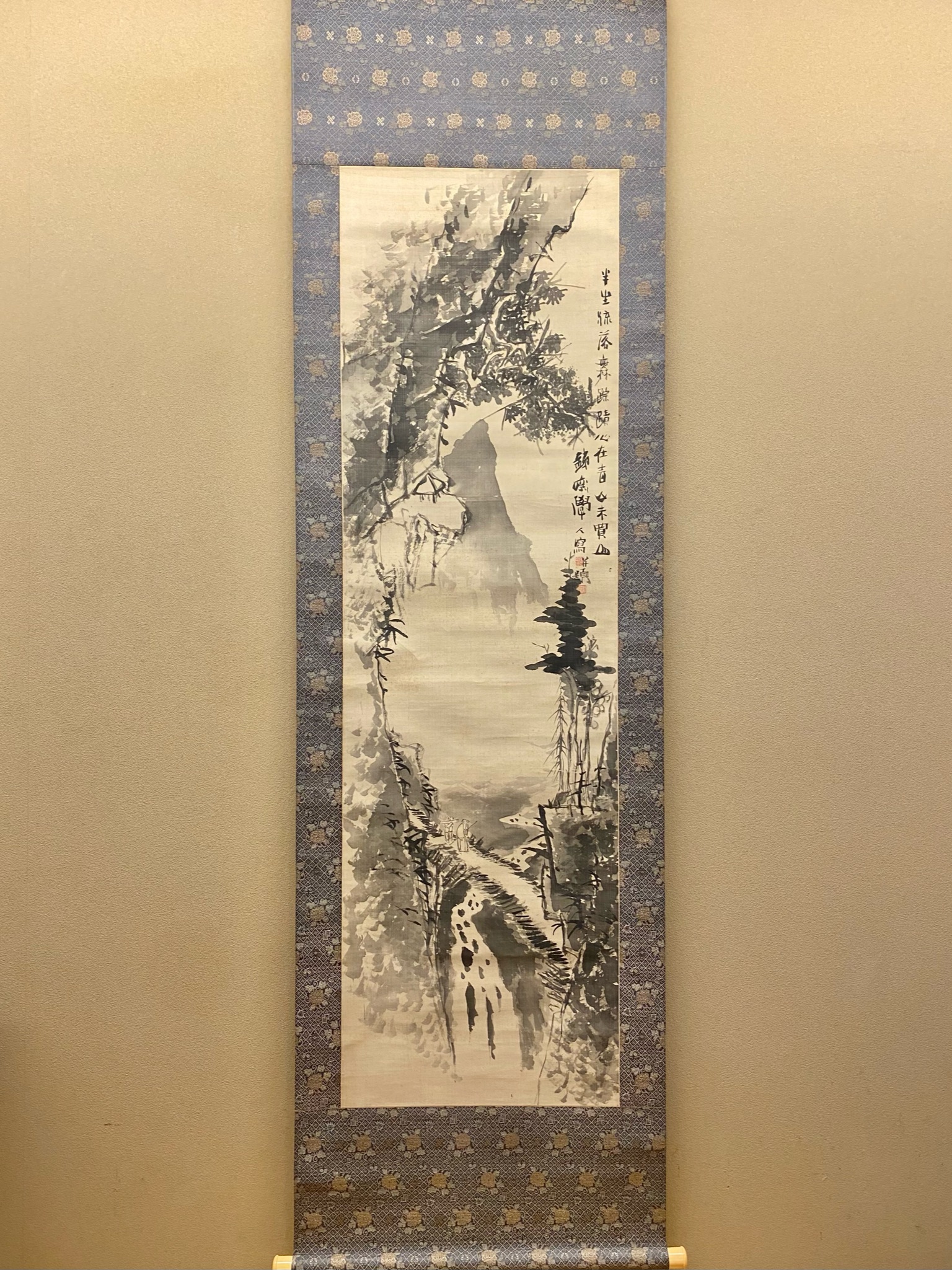 掛け軸 富岡鉄斎 作『 東坡三養図 』絹本 名品 希少 複製 茶道具 掛軸