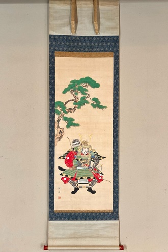 掛軸-1542 金閣寺 江上泰山 「弄花香満衣」 共箱 掛軸-1542 金閣寺