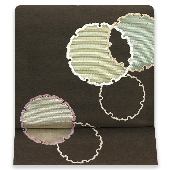 老舗機屋 安田呉遊謹製 西陣織九寸名古屋帯【雪輪】 [241020-ko-7