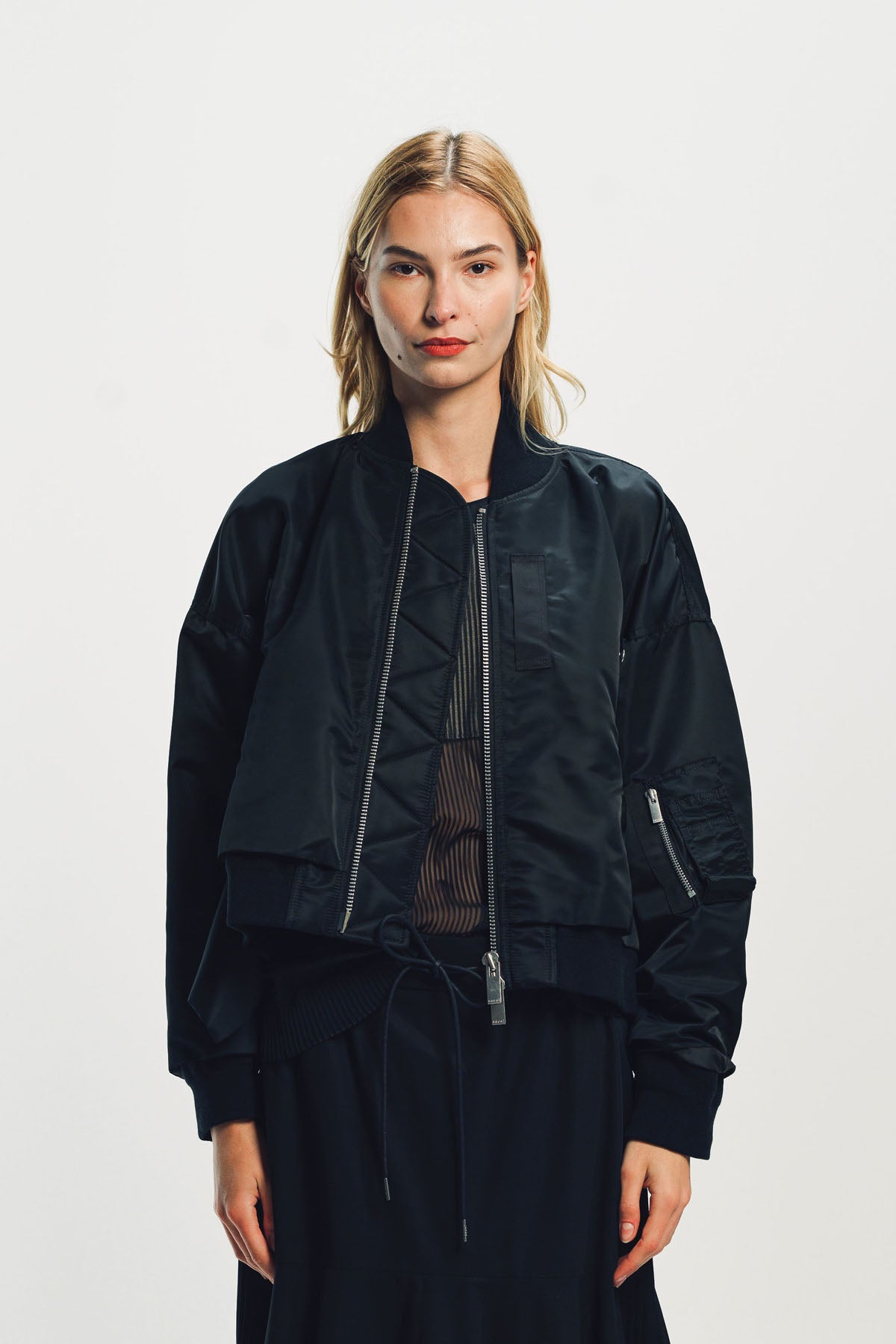 SACAI | NYLON TWILL KNIT BLOUSON