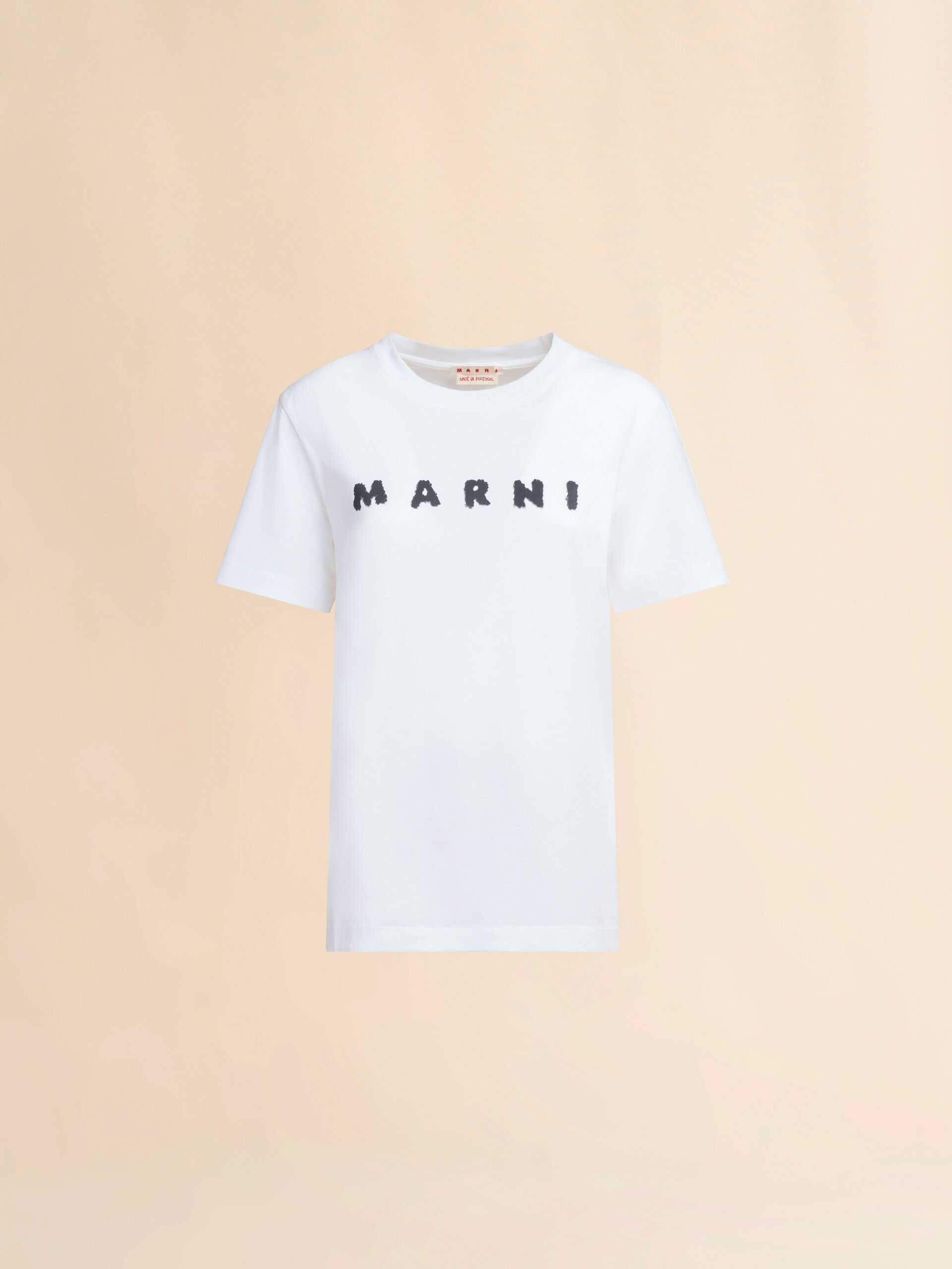 White jersey T-shirt with Marni scribbled logo | Marni