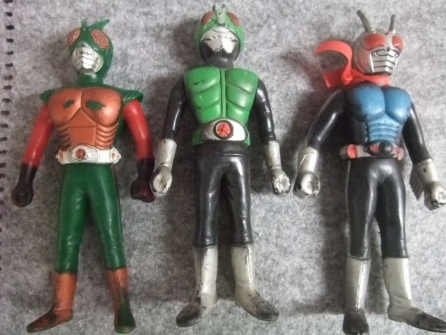 ポピー製 仮面ライダー3体 ソフビ人形 当時物をお譲り頂きました