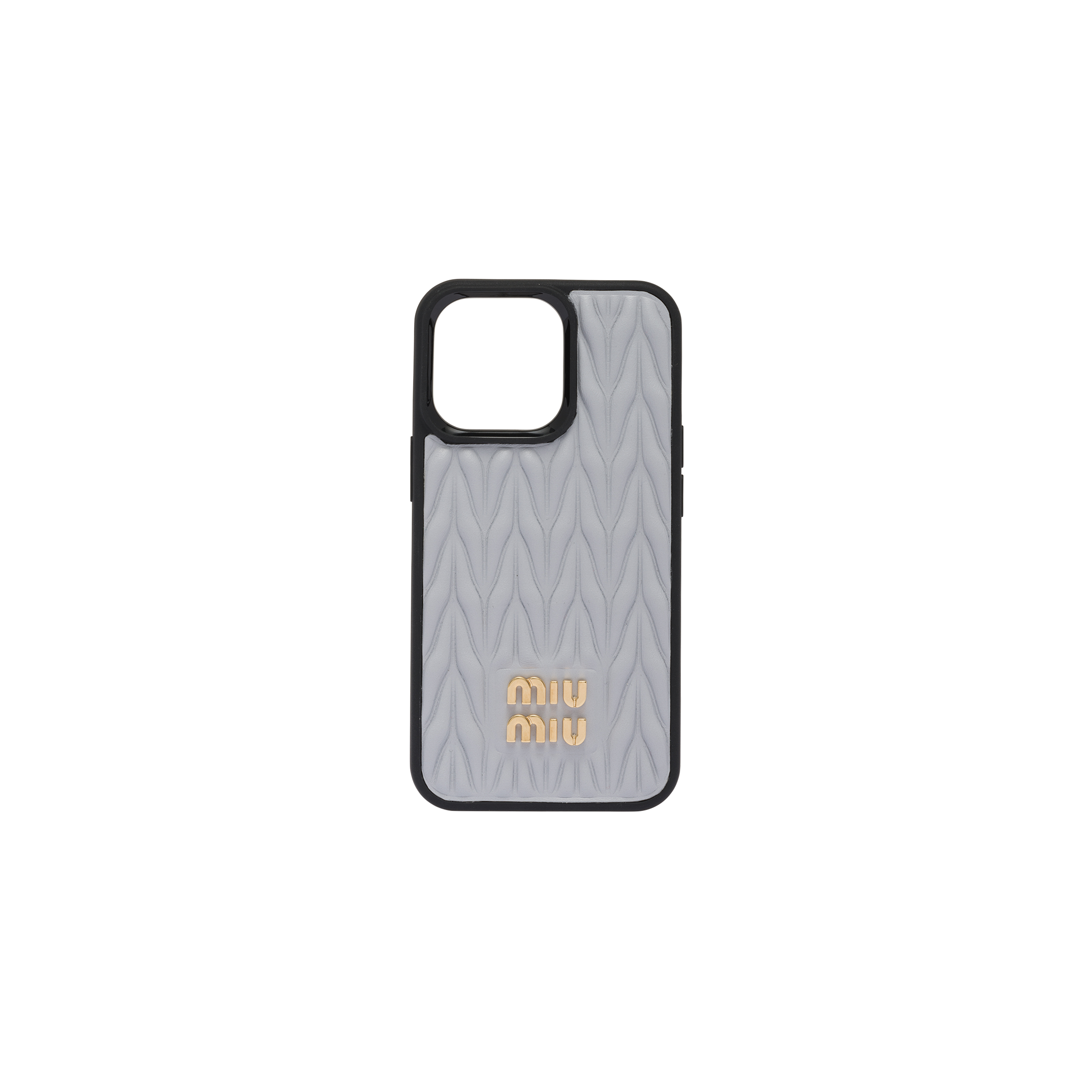 Miu Miu Matelassé Nappa Leather Cover For Iphone 13 Pro In Gray