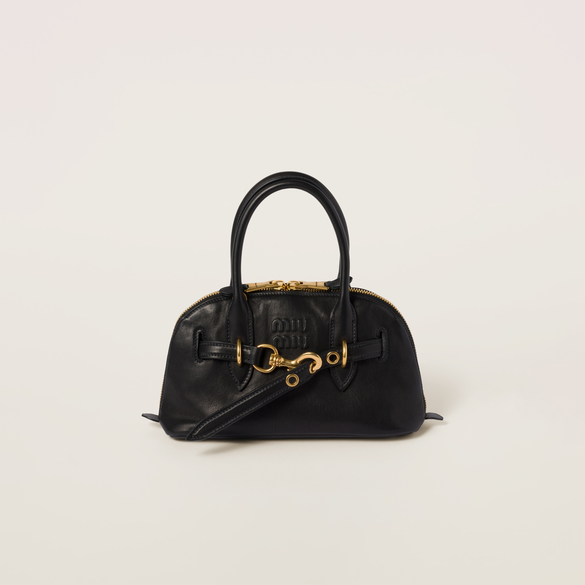 Black Aventure Nappa Leather Top-handle Bag | Miu Miu