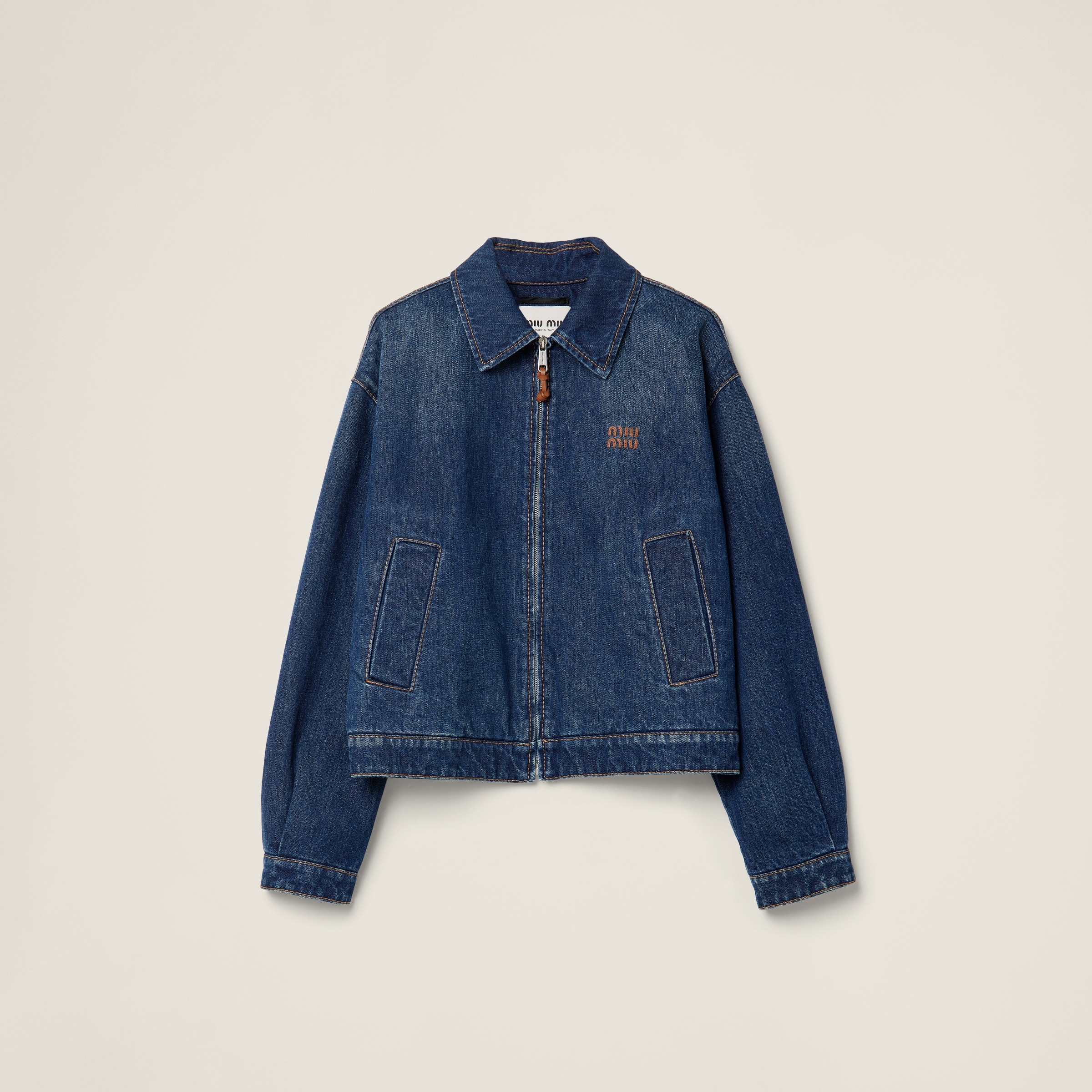 Sapphire Blue Denim And Poplin Trucker Jacket | Miu Miu