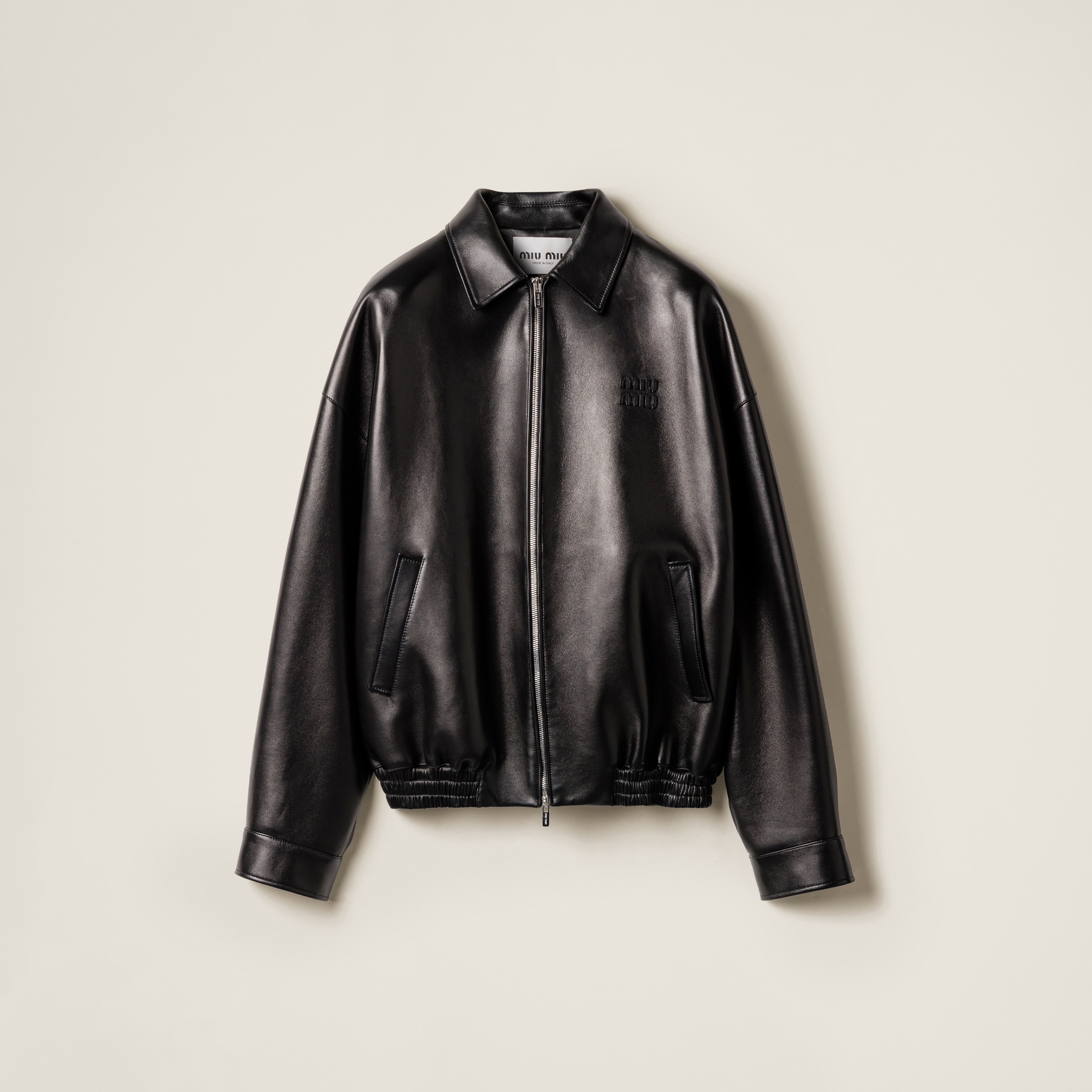 Black Plongé Nappa Leather Jacket | Miu Miu
