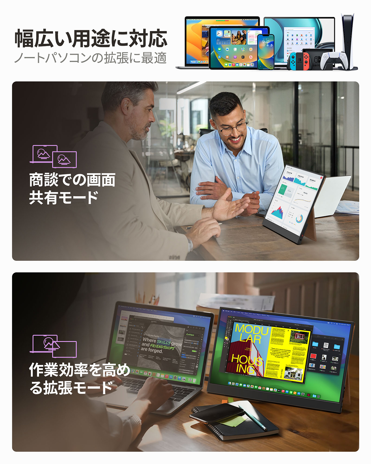 Miuniu モバイルモニター 15.6インチ 1920x1080 16:9 モバイル