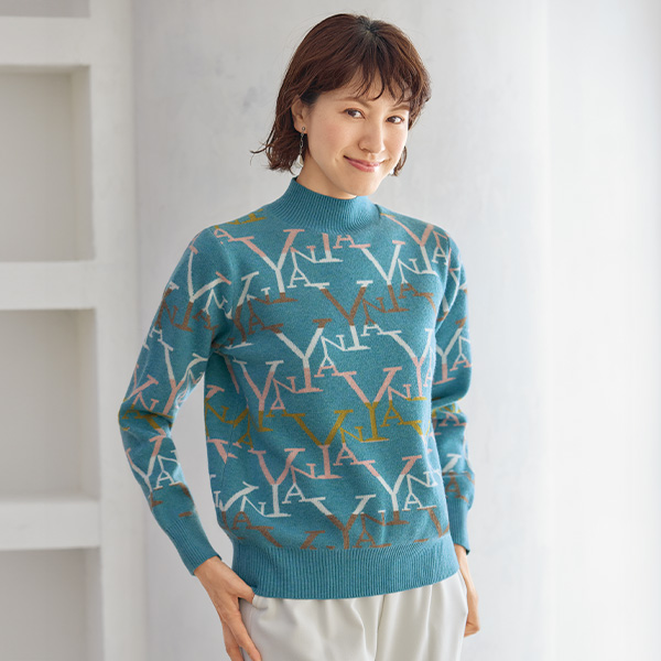 彩りジャカードロゴセーター | 京都通販ミセスのファッション館・本店