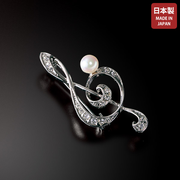 ト音記号パールブローチ | 京都通販ミセスのファッション館・本店