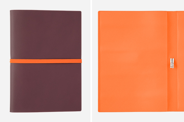 ストア限定】ノートカバー2冊用 バンド付き＜A5＞ ワイン×オレンジ