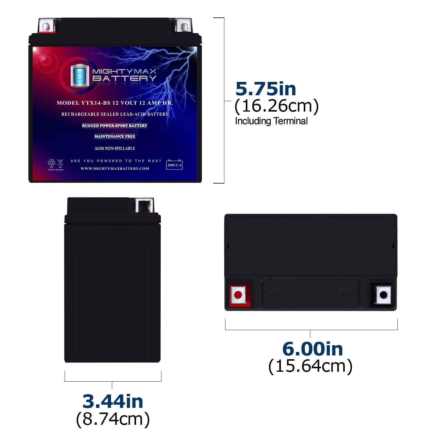 YTX14-BS Battery for Suzuki LT-A400F Eiger 400 Auto 4x4 02-07