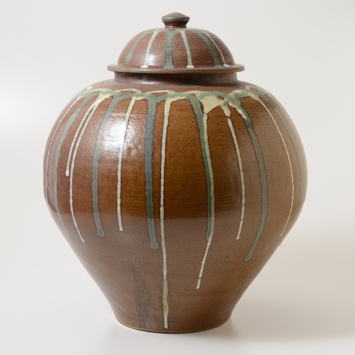 小鹿田焼 坂本浩二窯 一斗五升壷 流し掛け ｜ みんげい おくむら