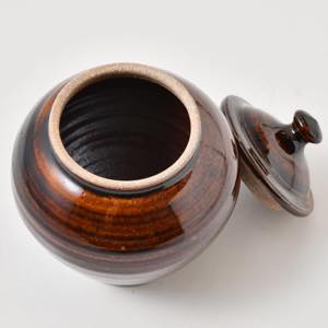 まゆみ窯 飴釉 蓋付き壺 中 ｜ みんげい おくむら （日本と世界の民芸）