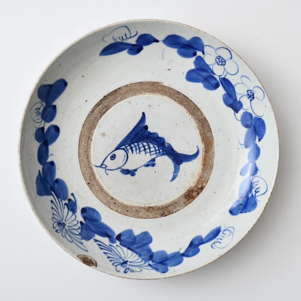 中国古玩 大清成化年 取皿 山水人物図 染付青磁 五客セット 中国古玩