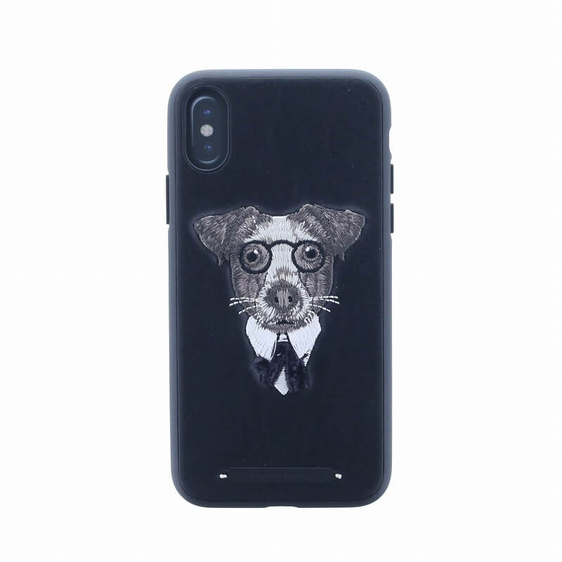 iPhone X/シェル型ケース/刺繍/Cuelo Collection/Jack Russell｜スマホ