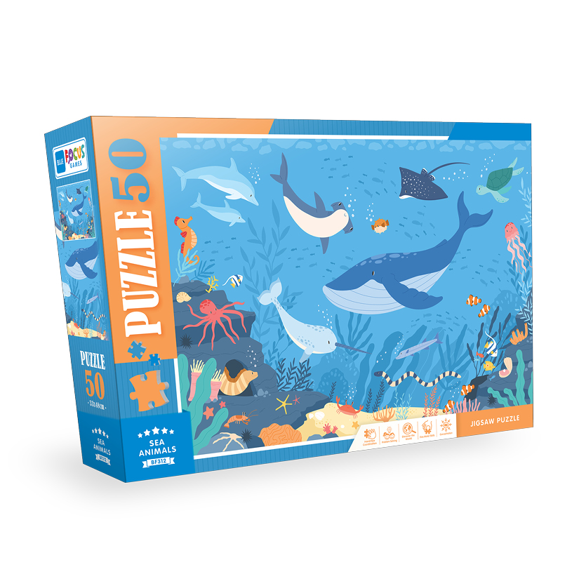 Blue Focus 50 Parça Puzzle Sea Animals (Deniz Hayvanları) MP44770