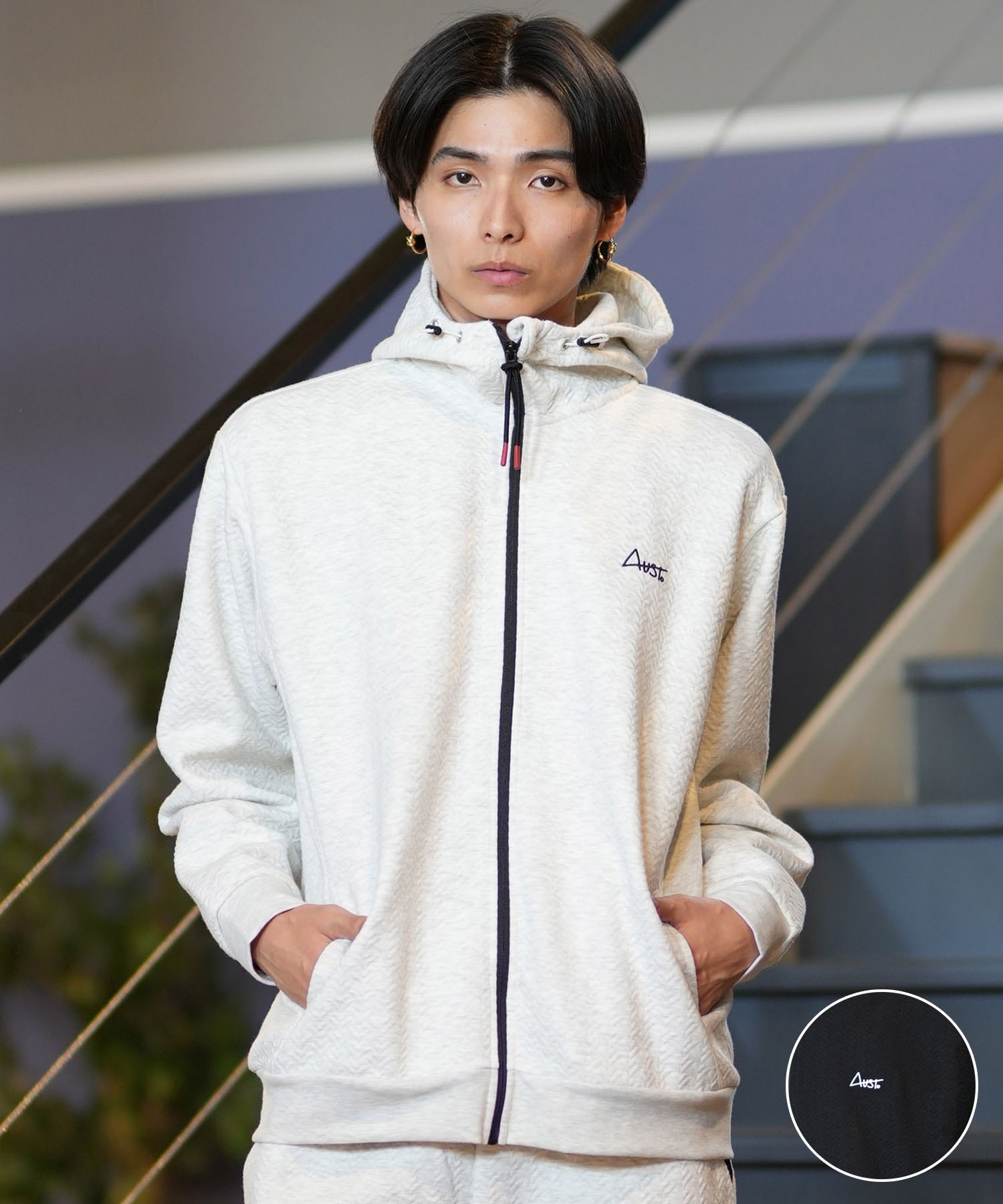 AUST オースト メンズ パーカー ボンディングZIPパーカー ジップアップ