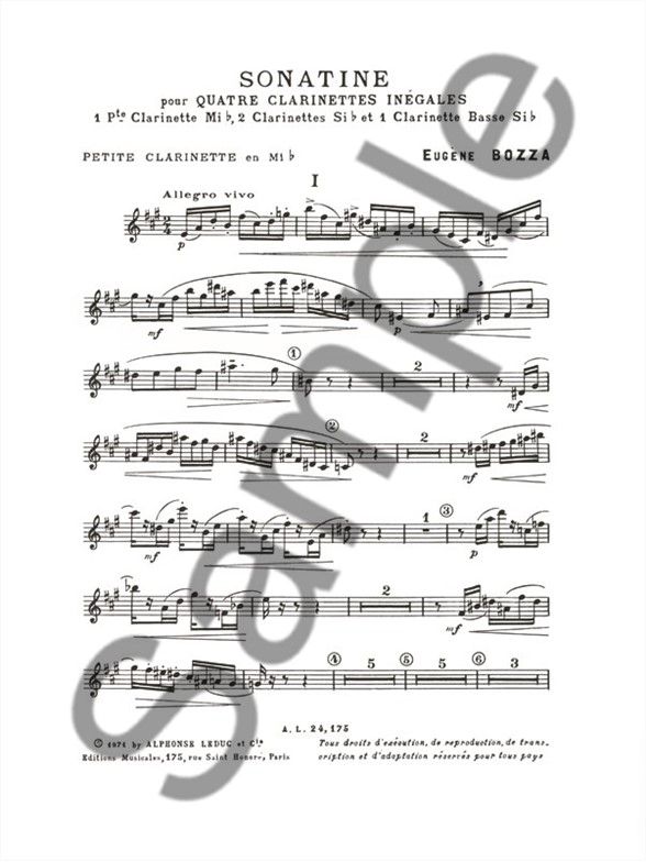 ソナチネ（ウジェーヌ・ボザ） (クラリネット四重奏)【Sonatina