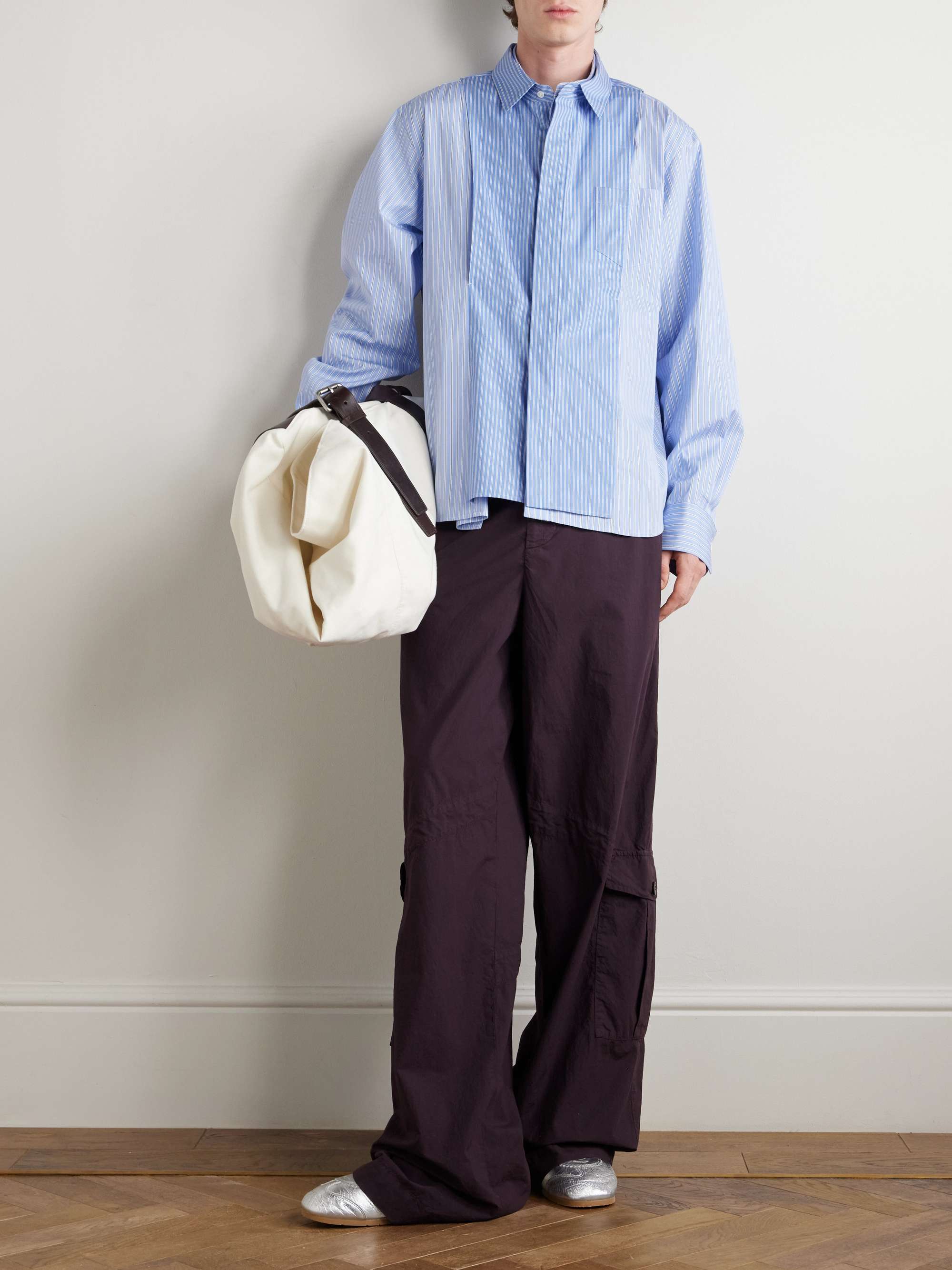 SACAI Layered Striped Cotton-Poplin Shirt for Men | MR PORTER