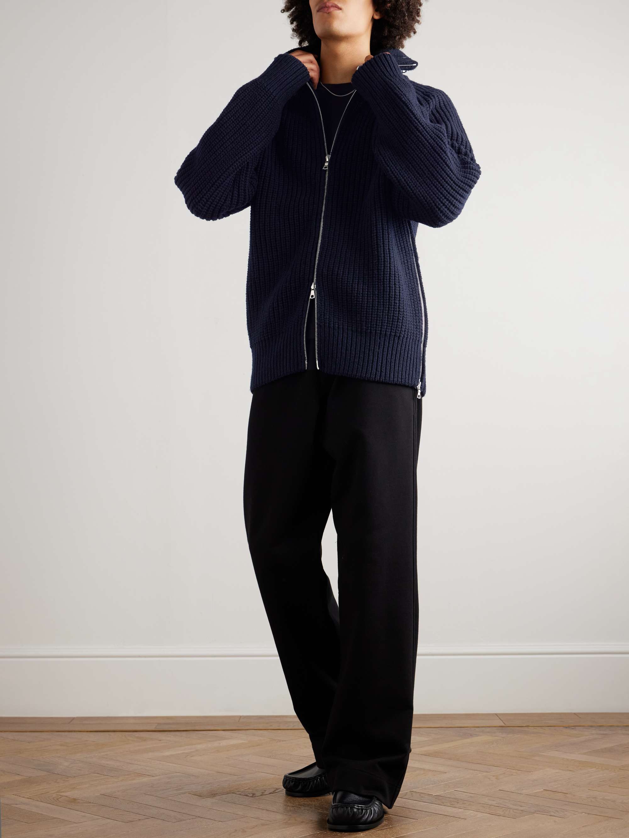DRIES VAN NOTEN Ribbed Wool Zip-Up Sweater for Men | MR PORTER