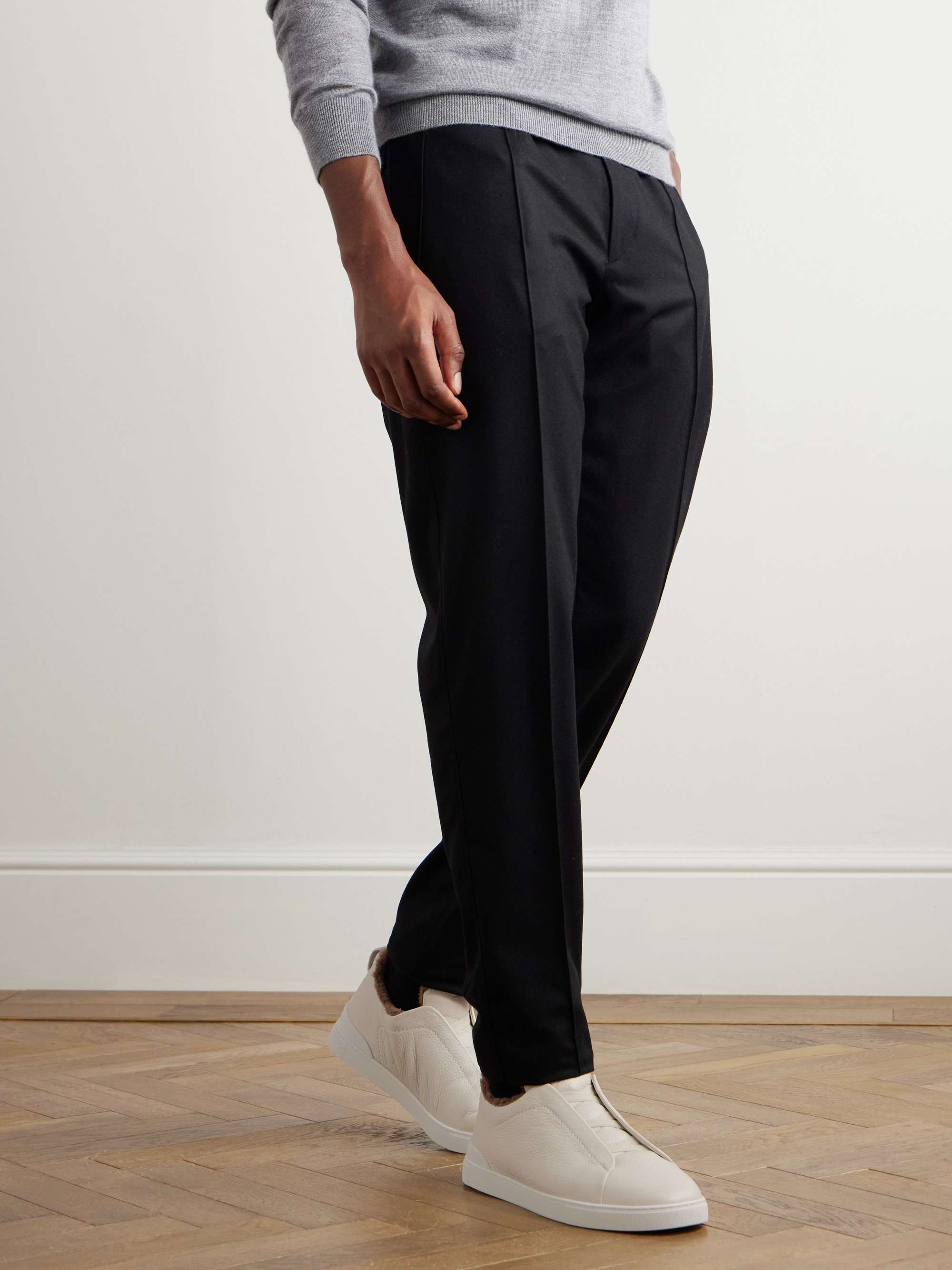 ZEGNA Triple Stitch™ Shearling-Lined Leather Sneakers for Men | MR