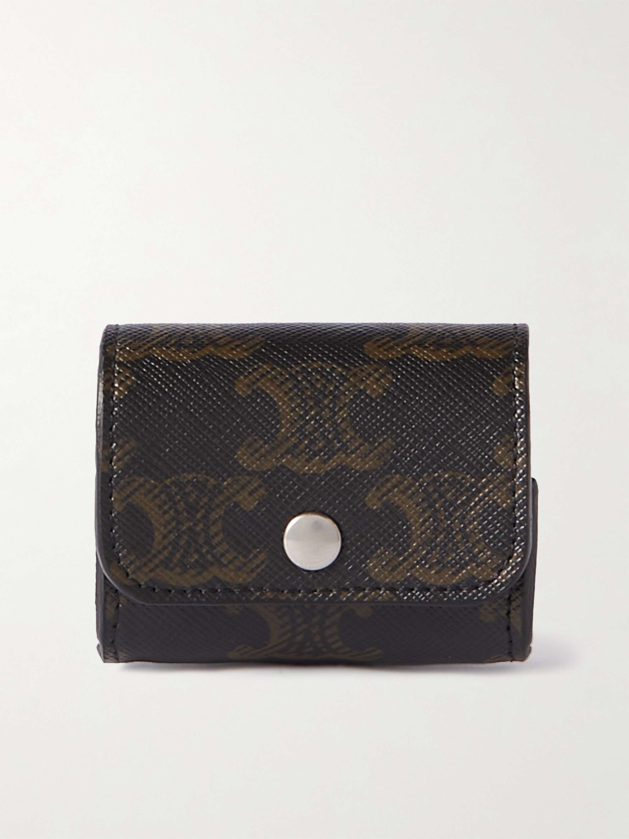 CELINE Triomphe Leather-Trimmed Logo-Print Coated-Canvas Airpods