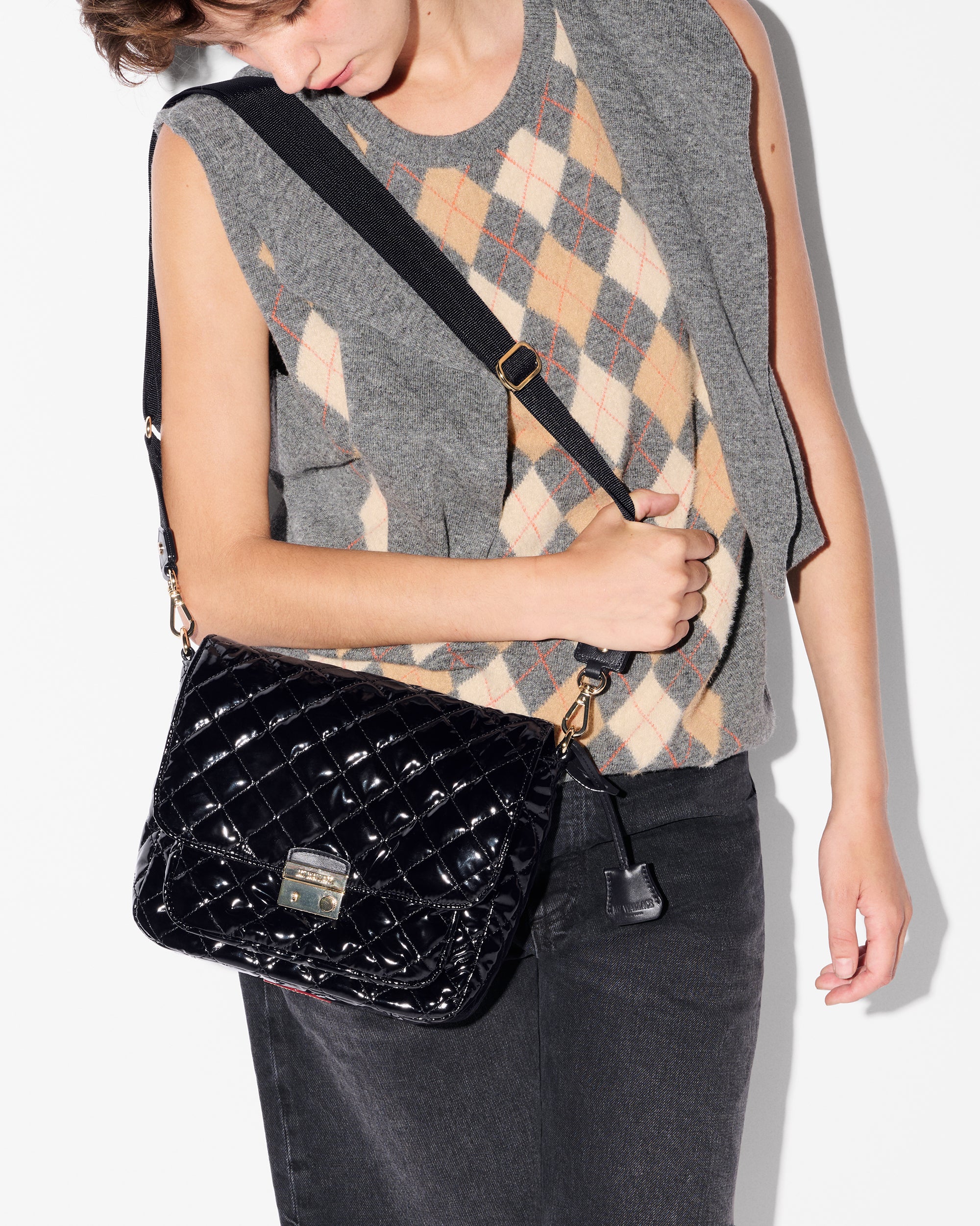 Black Lacquer Medium Crosby Lock Crossbody