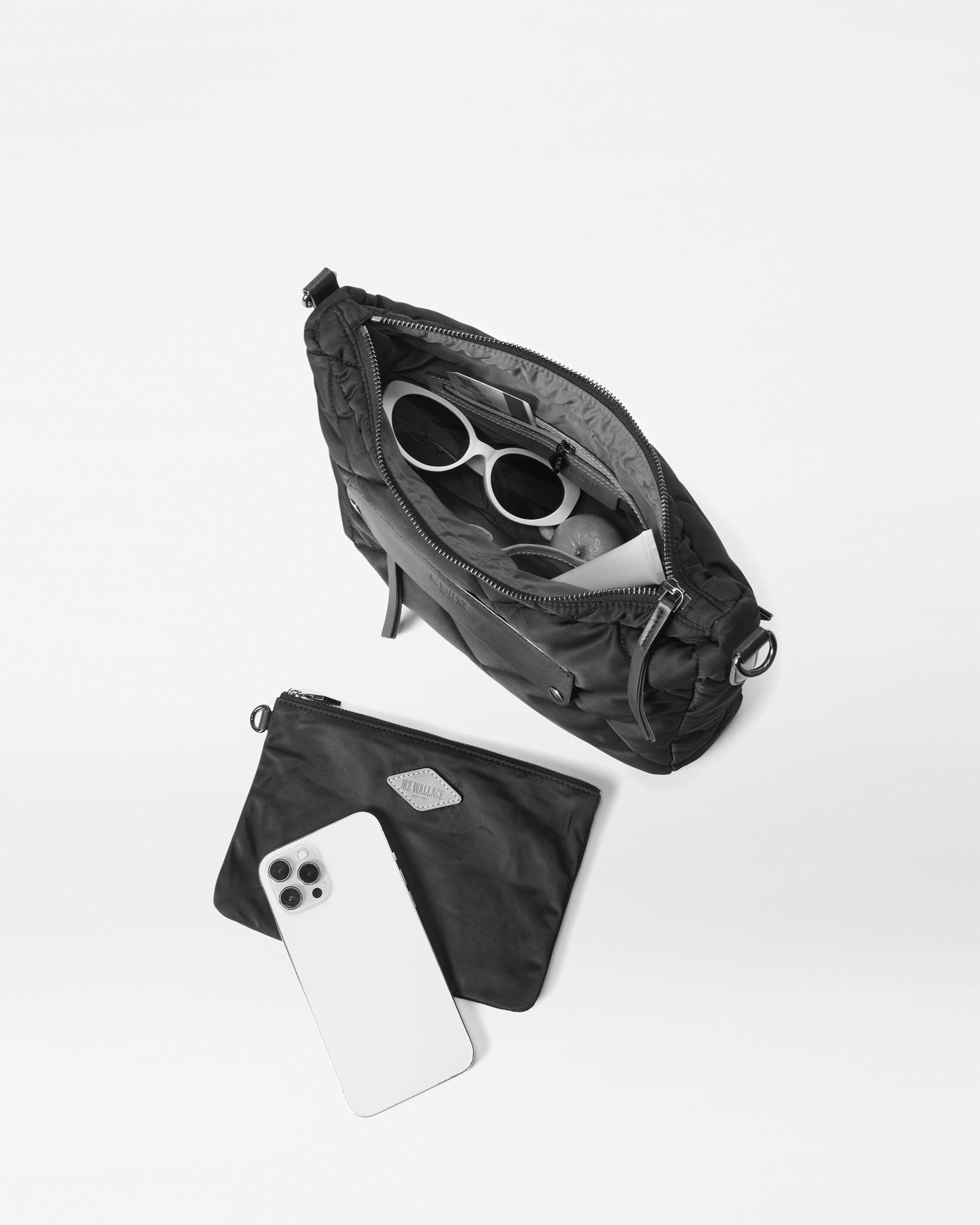 Madison Uptown Quilted Crossbody Bag in Black| MZ Wallace