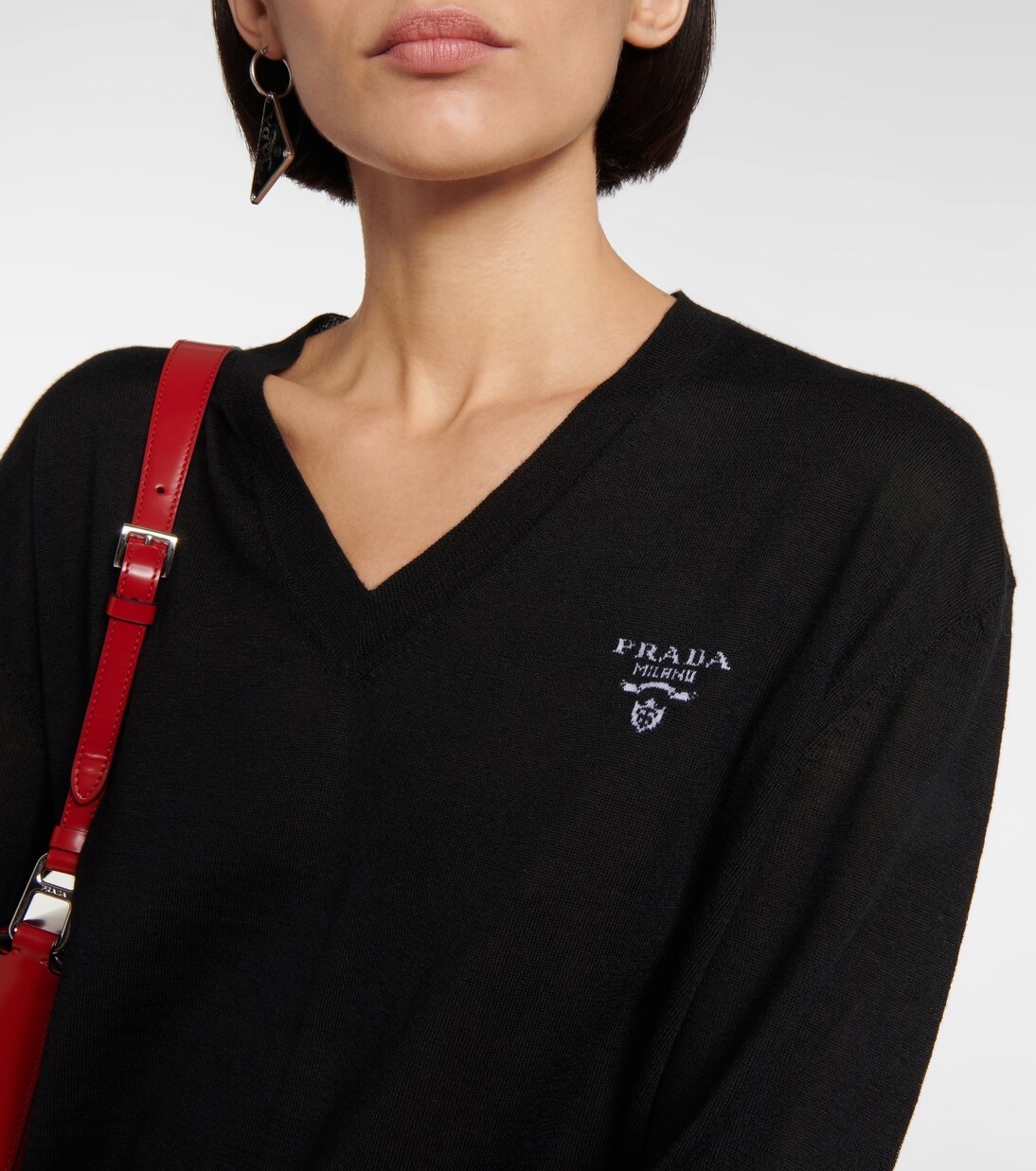 V-neck sweater in black - Prada | Mytheresa