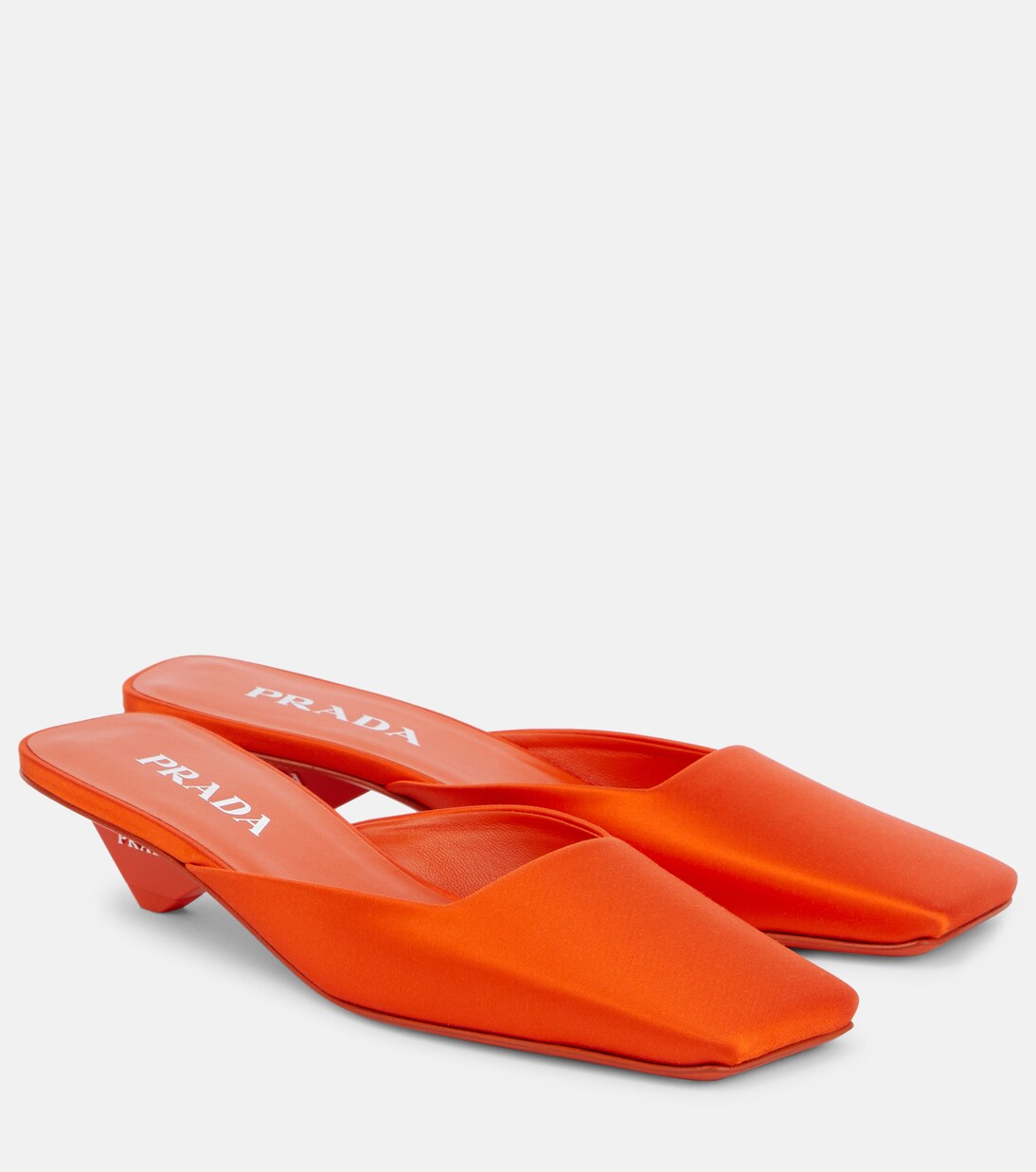 Satin mules in orange - Prada | Mytheresa