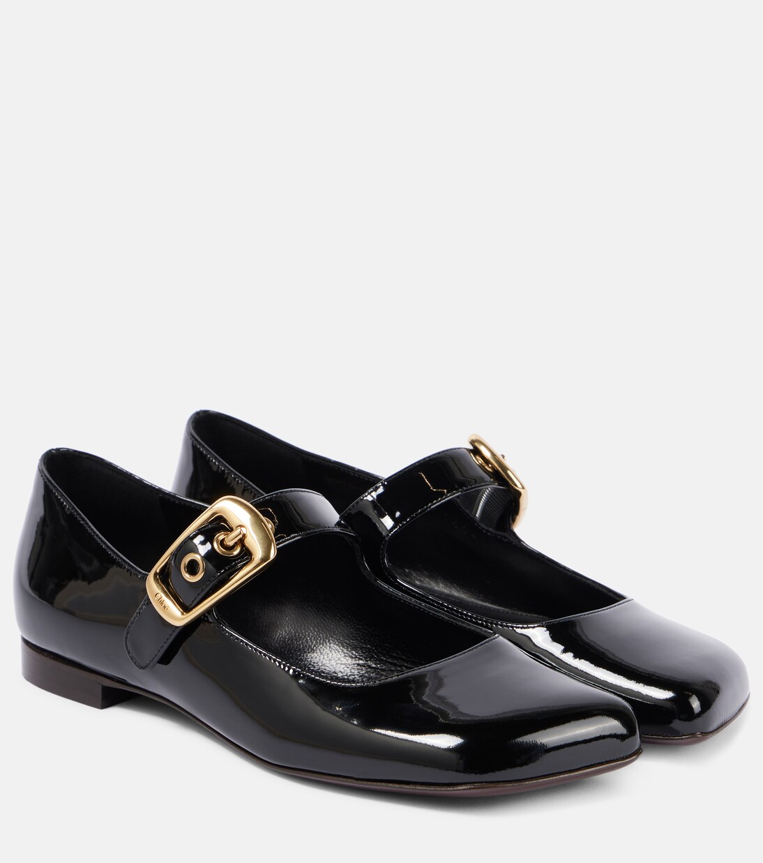 Polly patent leather Mary Jane flats in black - Chloe | Mytheresa