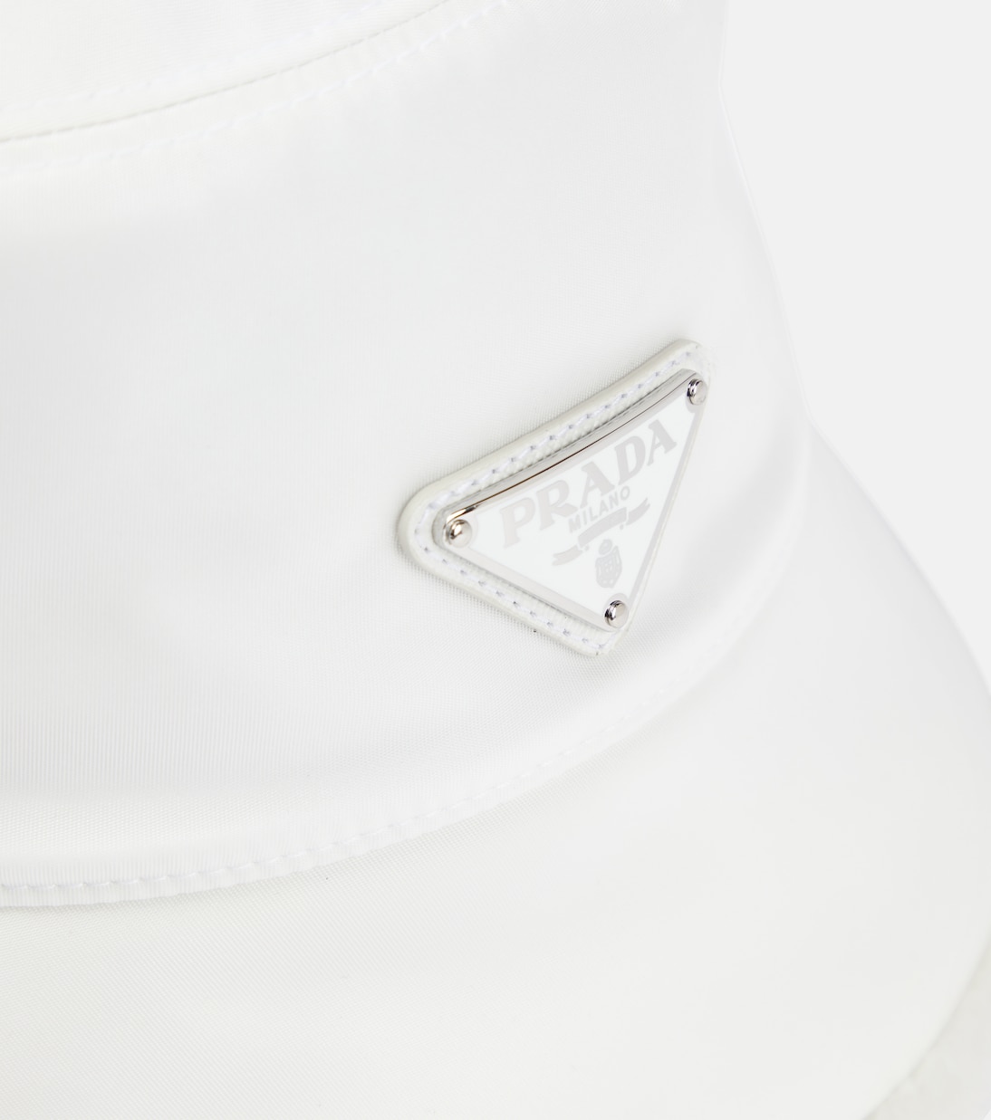 Re-Nylon shearling-trimmed bucket hat in white - Prada | Mytheresa