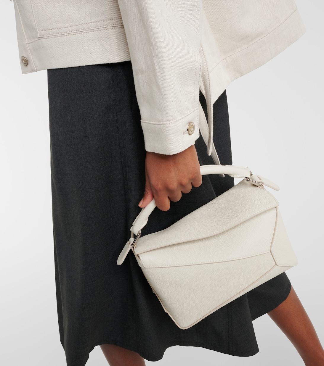 Puzzle Small leather tote bag in white - Loewe | Mytheresa