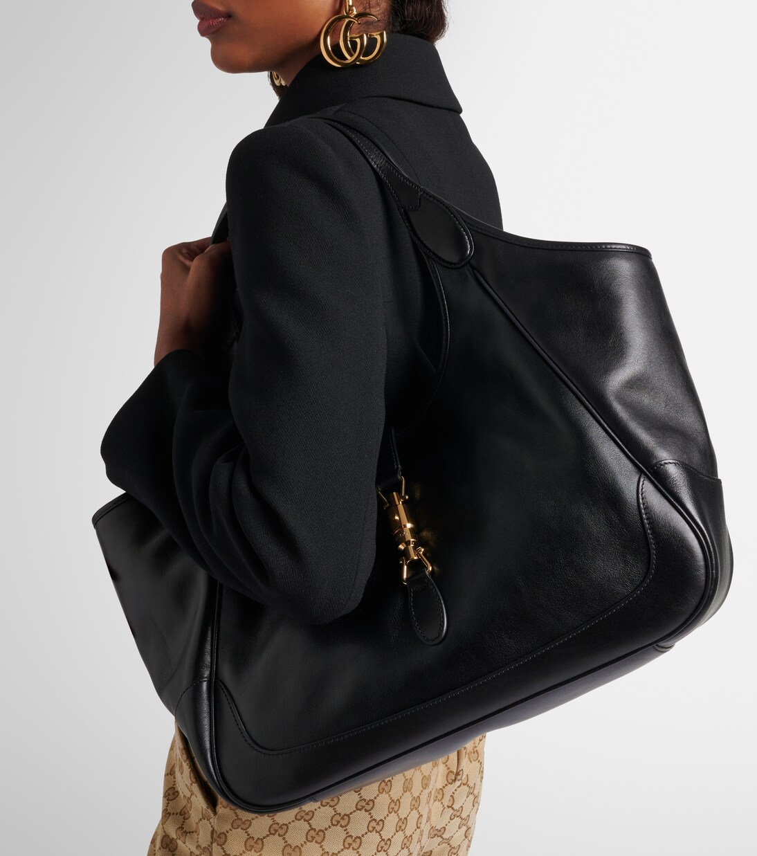 Gucci Mercato Medium leather tote bag in black - Gucci | Mytheresa