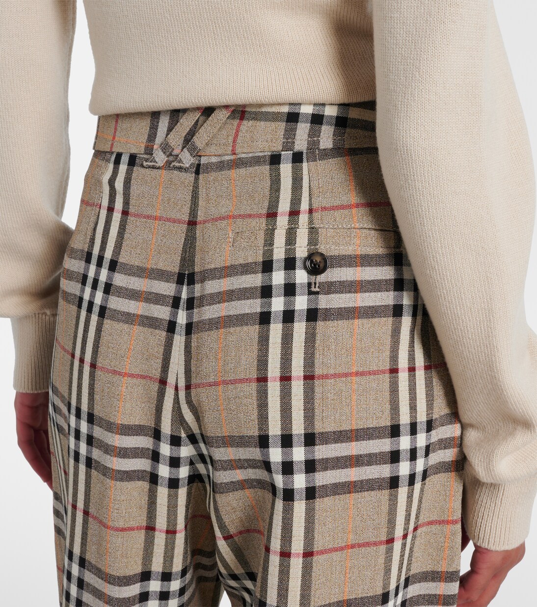Burberry Check belted wide-leg pants in beige - Burberry | Mytheresa