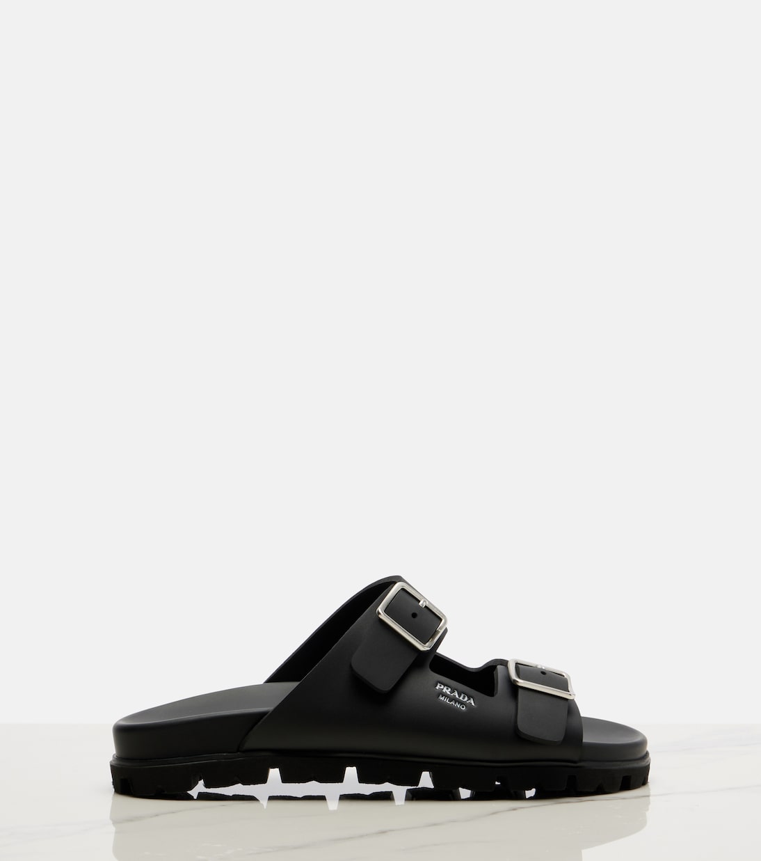 Logo sandals in black - Prada | Mytheresa