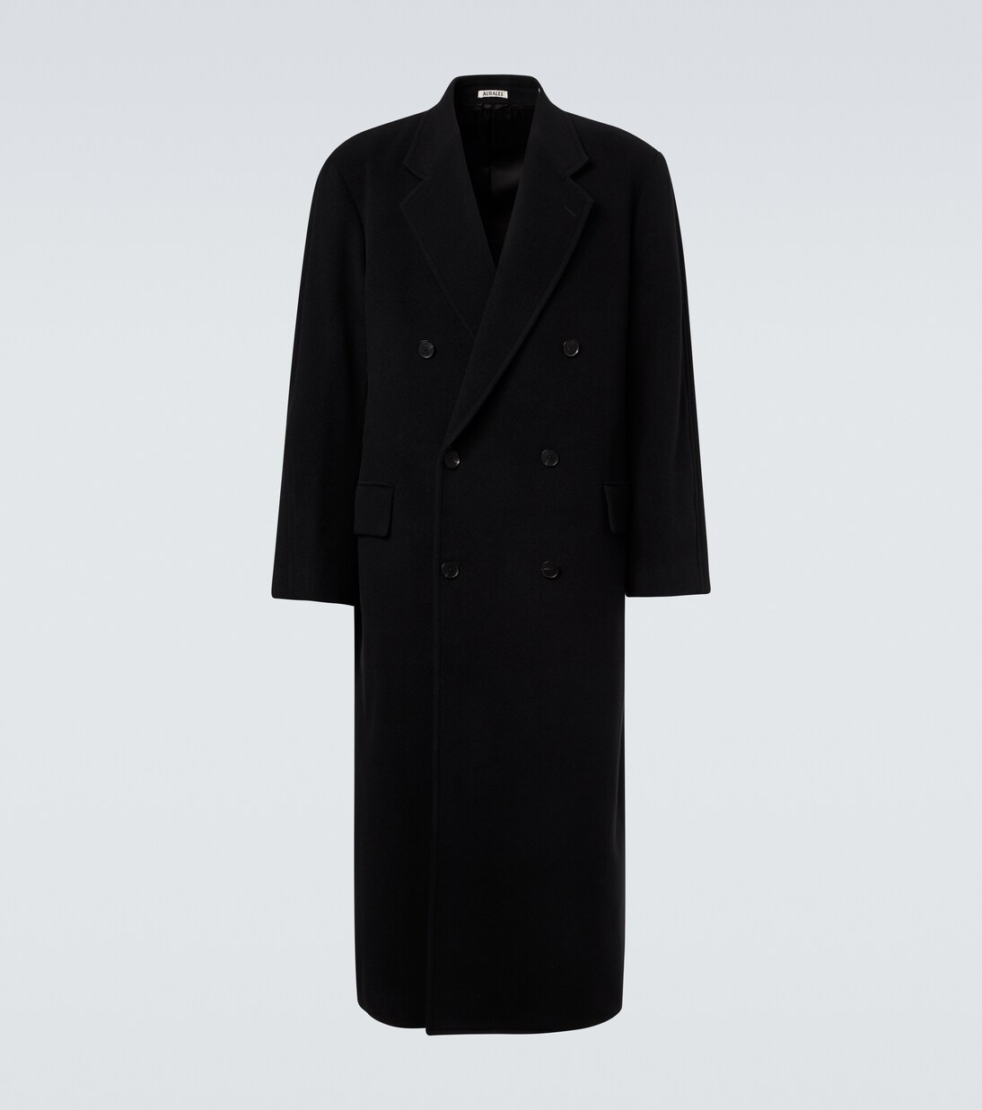 Double-breasted wool mosser coat in black - Auralee | Mytheresa