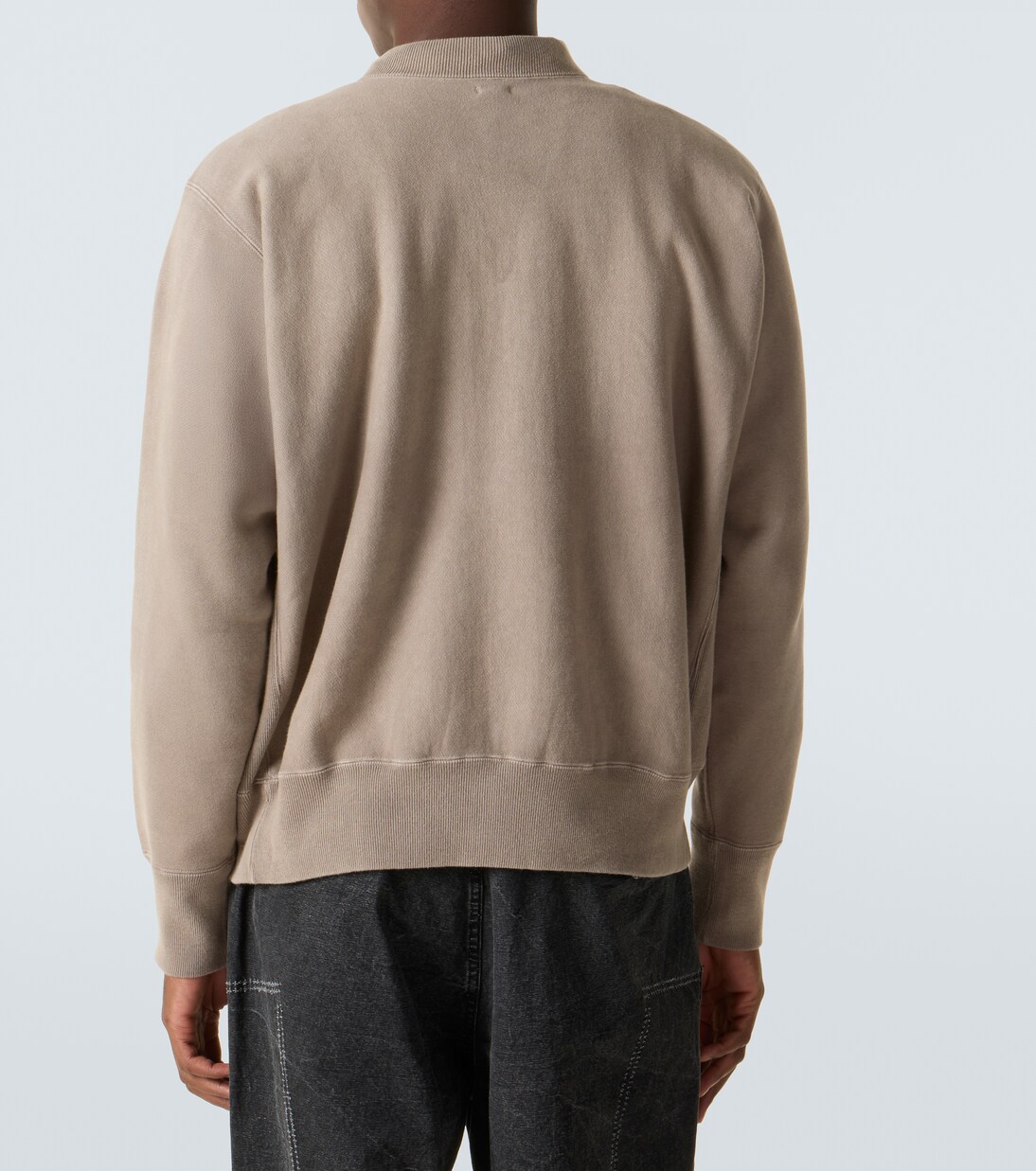 Vintage cotton jersey half-zip sweatshirt in beige - A Presse