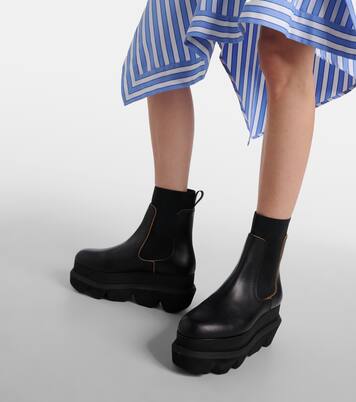 Leather Chelsea boots in black - Sacai | Mytheresa